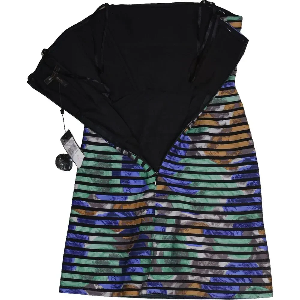Y2K‎ Clubwear BCBGMAXAZRIA Strapless Silk Bodycon Mini Dress Size 0 Stripe NWT